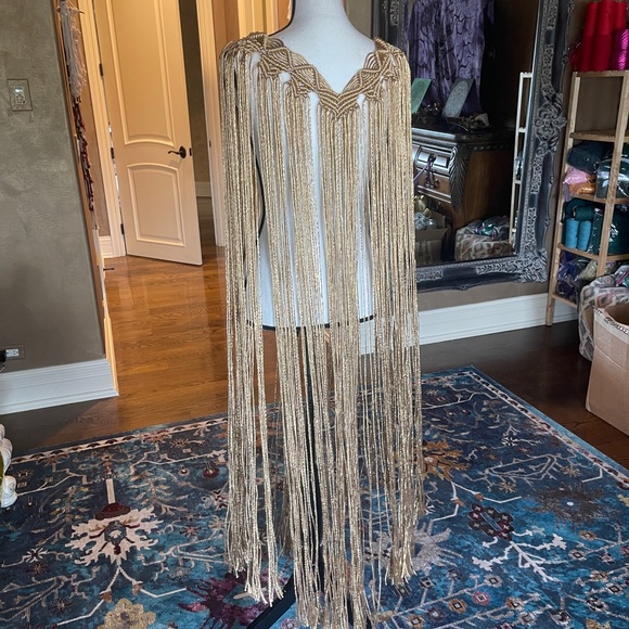 Extra Long Handmade Macrame Poncho - Picture 3 of 13